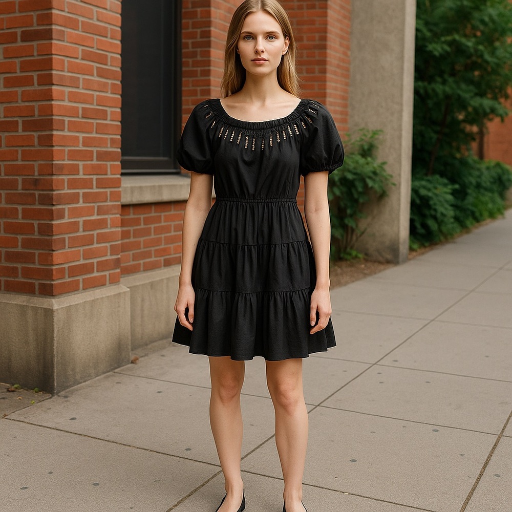 Liu Jo Black Puff Sleeve Mini Dress